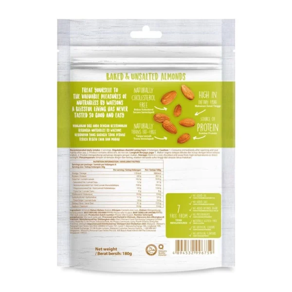 Nutrabliss Baked   Unsalted Almonds 180g